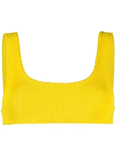 Mc2 Saint Barth Smocked Point Bikini Top In Yellow