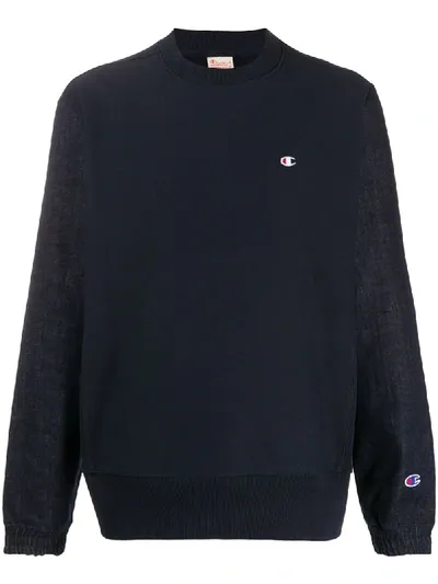 Champion Reverse Weave Crew Neck Sweatshirt In Blue