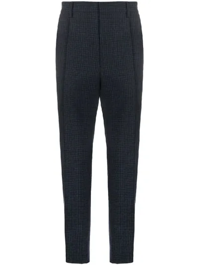 Hugo Boss Check Cropped Trousers In Blue