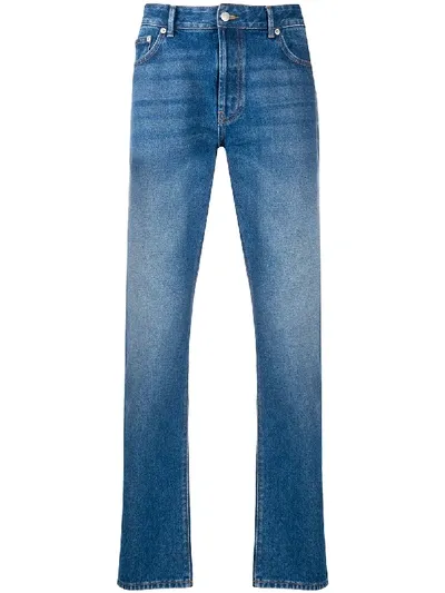 Officine Generale Faded Straight-leg Jeans In Blue