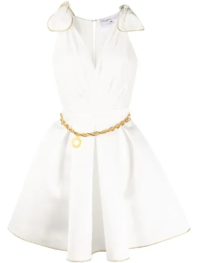 Elisabetta Franchi Flared Belted Dress In White