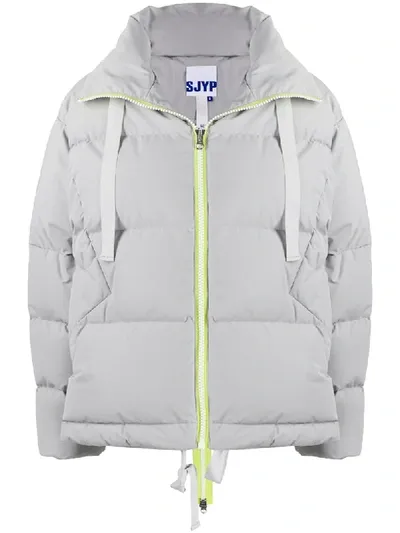 Sjyp Zip Detail Puffer Coat In Grey