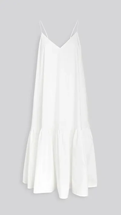 Anine Bing Averie Tiered Cotton-poplin Midi Dress In White