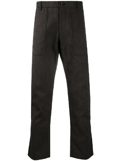 Comme Des Garçons Shirt Straight Leg Striped Trousers In Grey