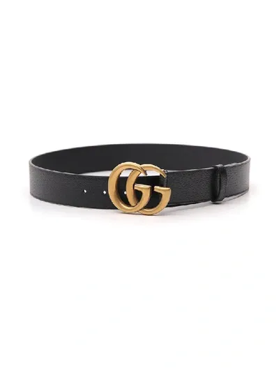 Gucci Gg Signature Buckle Belt In Black