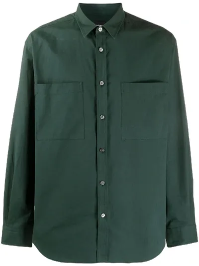 Hugo Boss Cotton Long-sleeve Shirt In Green