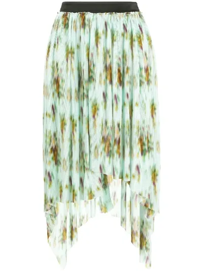 Frankie Morello Abstract-print Asymmetric Skirt In Green