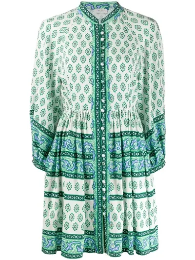 Sandro Mix-print Shirt Dress In Green