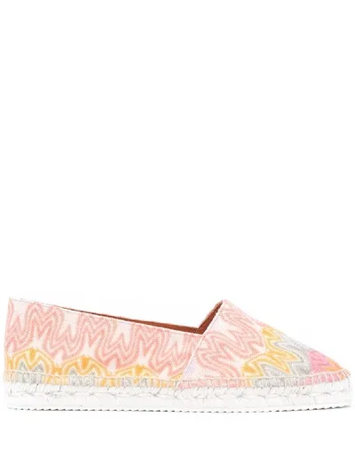 Missoni Fiammata Embroidered Espadrilles In 粉色