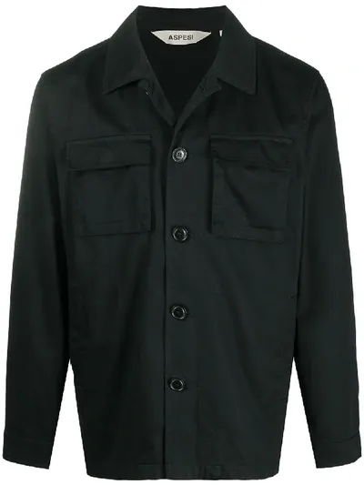 Aspesi Long-sleeved Shirt Jacket In Black