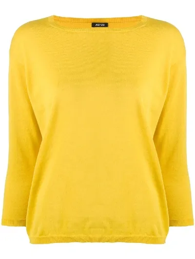 Aspesi Boat Neck Sweater In Yellow