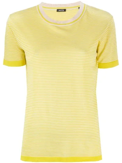 Aspesi Short Sleeved Striped Top In Yellow