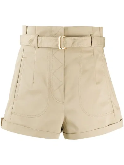 Alberta Ferretti Belted Tailored Shorts In Neutrals