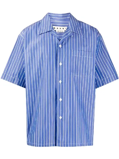 Marni Pinstriped Boxy Shirt In Blue