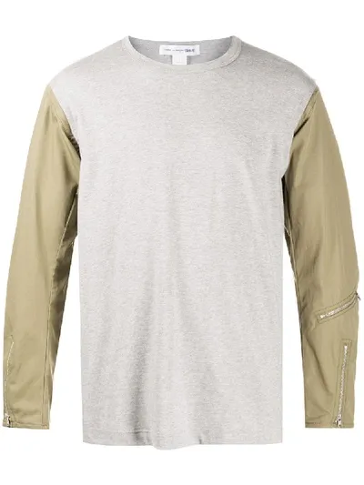 Comme Des Garçons Shirt Contrast Zipped Sleeve Top In Grey