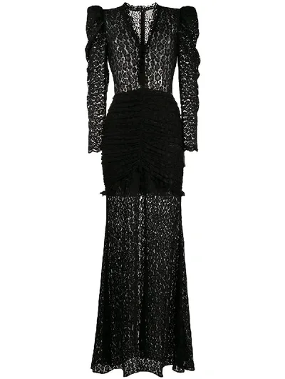 Giuseppe Di Morabito V-neck Ruched Lace Dress In Black