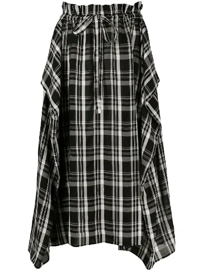 Aspesi Checked-print Draped Skirt In Black