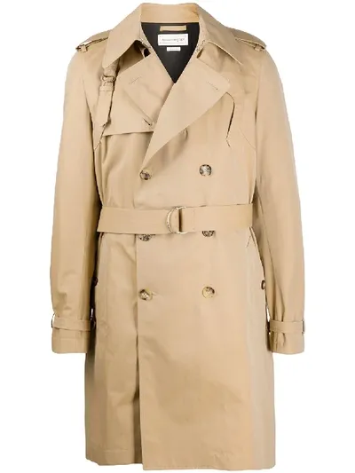 Alexander Mcqueen Wraparound Trench Coat In Neutrals