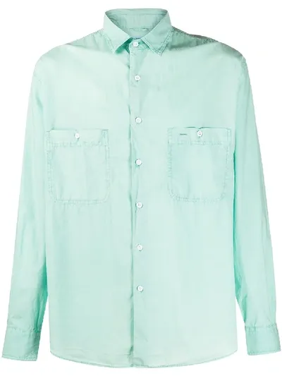 Aspesi Button-pocket Long-sleeve Shirt In Green