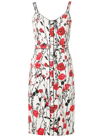 Reinaldo Lourenço Floral Print Fitted Dress In White