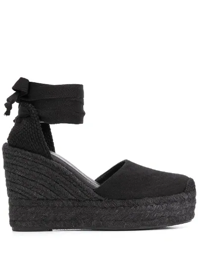 Paloma Barceló Caye 105mm Wedge Sandals In Black