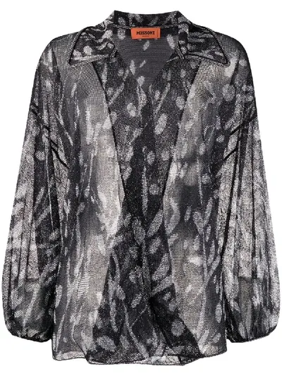 Missoni Metallic Floral-print Shirt In Black