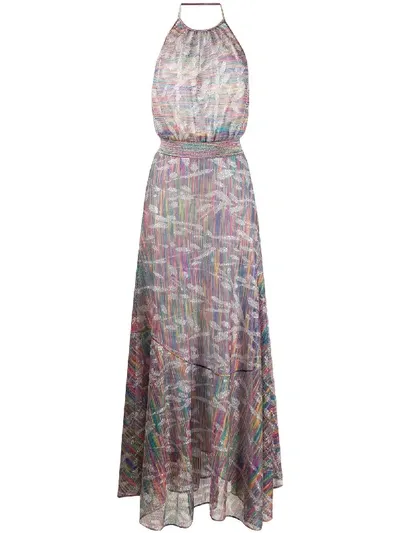 Missoni Halterneck Striped Maxi-dress In Pink