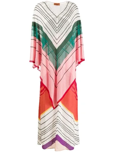 Missoni Chevron Layered-poncho Maxi-dress In Orange