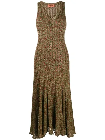 Missoni Knitted Midi Dress In Green