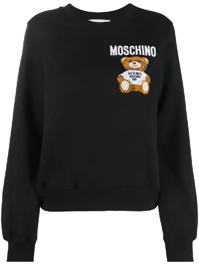 Moschino Teddy Bear Crew Neck Sweatshirt In Black