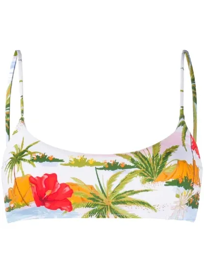 Mc2 Saint Barth Judy Beach-print Bikini Top In Yellow