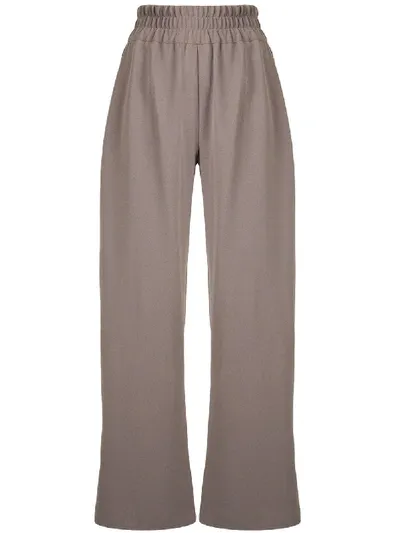 Mark Kenly Domino Tan Elasticated-waist Flared Trousers In Green