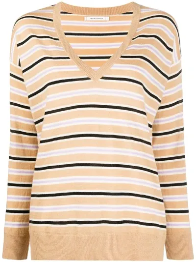 Chinti & Parker Striped Cashmere Pullover In Neutrals