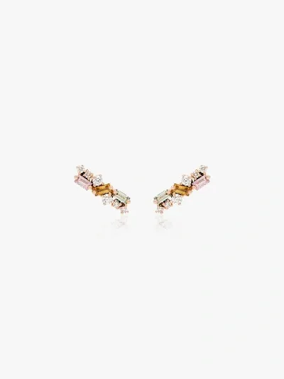 Suzanne Kalan 18k Rose Gold Sapphire And Diamond Stud Earrings In Metallic