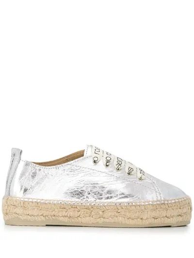 Sergio Rossi X Manebì Platform Espadrilles In Silver