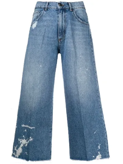 Semicouture High-rise Cropped Jeans In Blue