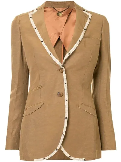 Maurizio Miri Contrast-trim Single-breasted Jacket In Brown