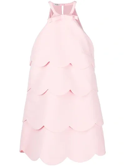 Miu Miu Scallop-edge Tiered Mini-dress In Rosa