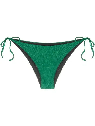 Mc2 Saint Barth Virgo Metallized Bikini Bottoms In Green