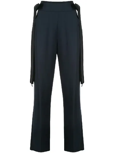 Oscar De La Renta Side Tie Tailored Trousers In Blue