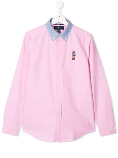 Ralph Lauren Teen Hemd Mit Preppy Bear In Pink