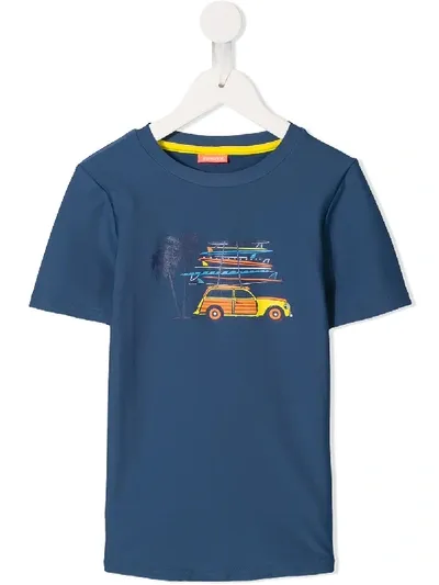 Sunuva Kids' Surf Car T-shirt In Blue