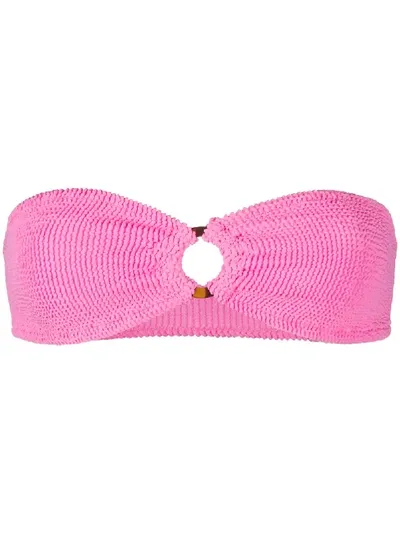 Mc2 Saint Barth Yulia Ruched Bikini Top In Pink