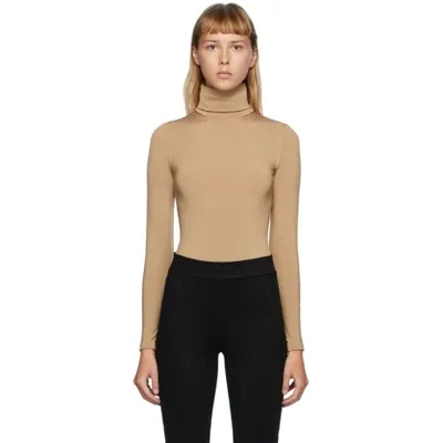 Wolford Colorado Turtleneck String Bodysuit In Latte