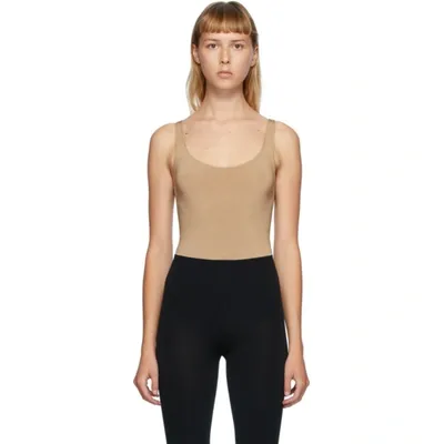 Wolford Jamaika Scoop Neck Bodysuit In Latte