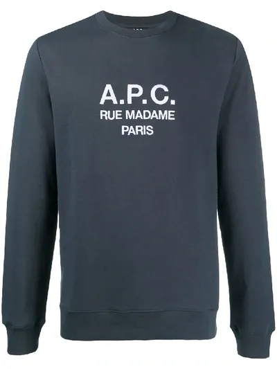 Apc Logo Print Sweatshirt In Grey