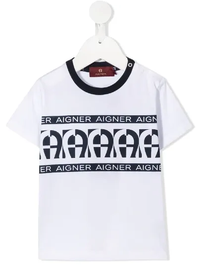 Aigner Babies' Repeat Logo T-shirt In White