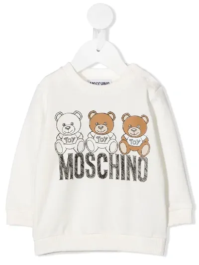 Moschino Babies' Teddy Bear Print Sweatshirt In White