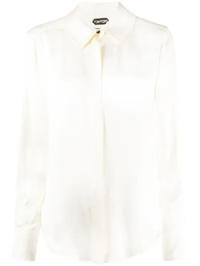 Tom Ford Silk Shirt In Neutrals