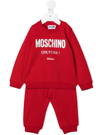 Moschino Babies' Logo Print Tracksuit Set In Red